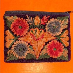 NWOT.  Dark Purple CLUTCH / POUCH with embroidery